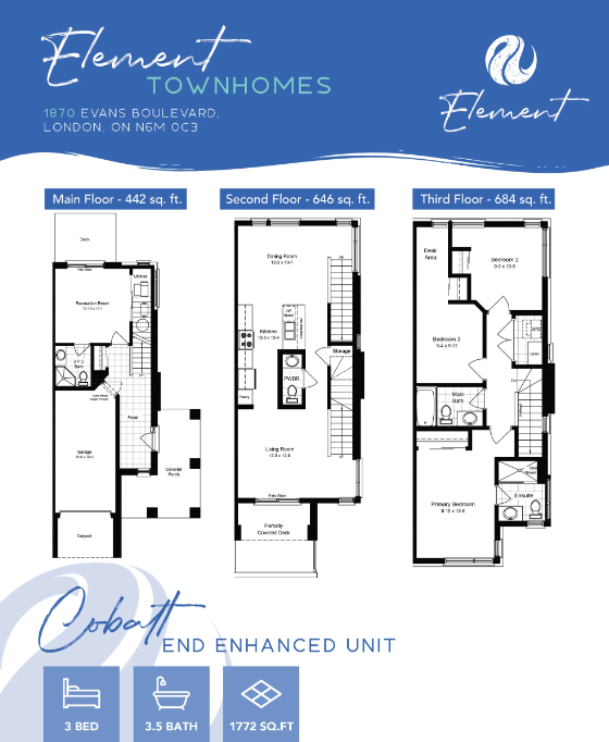 Cobalt End Enhanced Unit floor plan — 1,772 sq ft