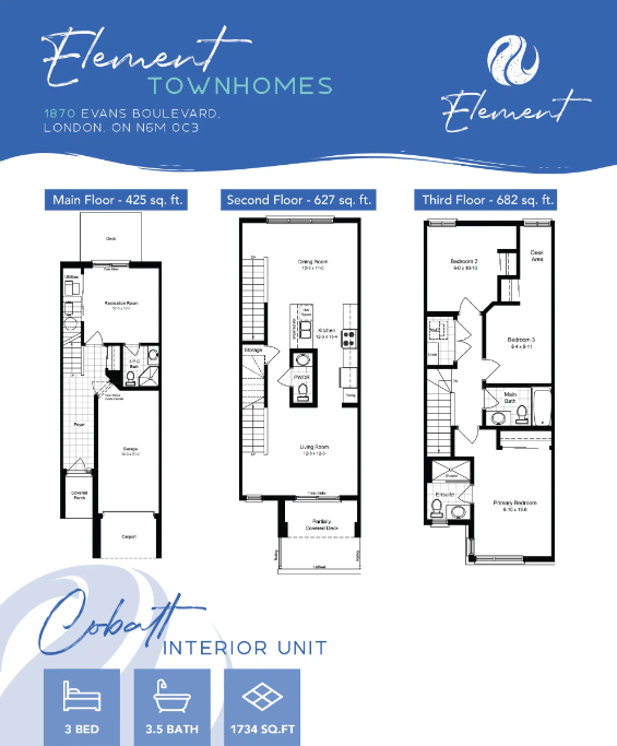 Cobalt Interior Unit floor plan — 1,734 sq ft