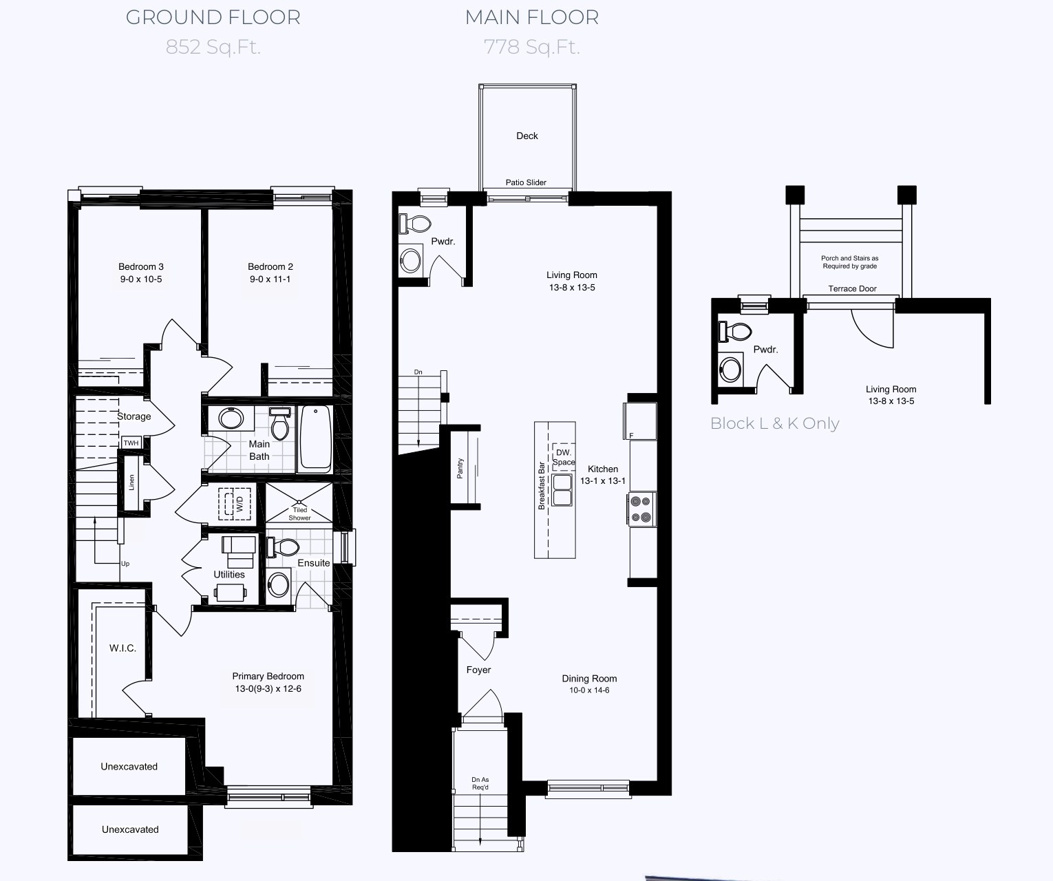 STAX LYNX lower-level end-unit floor plan — 3 bedroom, 2.5 bath stacked townhome in London Ontario