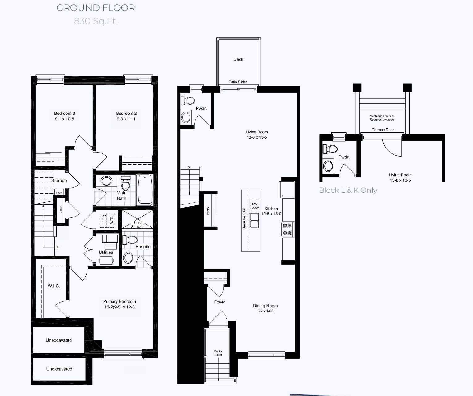 STAX LYNX lower-level interior-unit floor plan — 3 bedroom, 2.5 bath stacked townhome in London Ontario