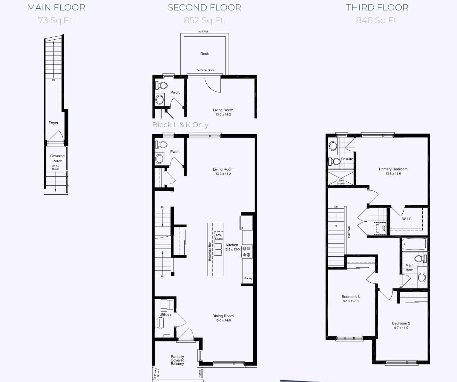 STAX ULTRA upper-level interior-unit floor plan — 3 bedroom, 2.5 bath stacked townhome in London Ontario